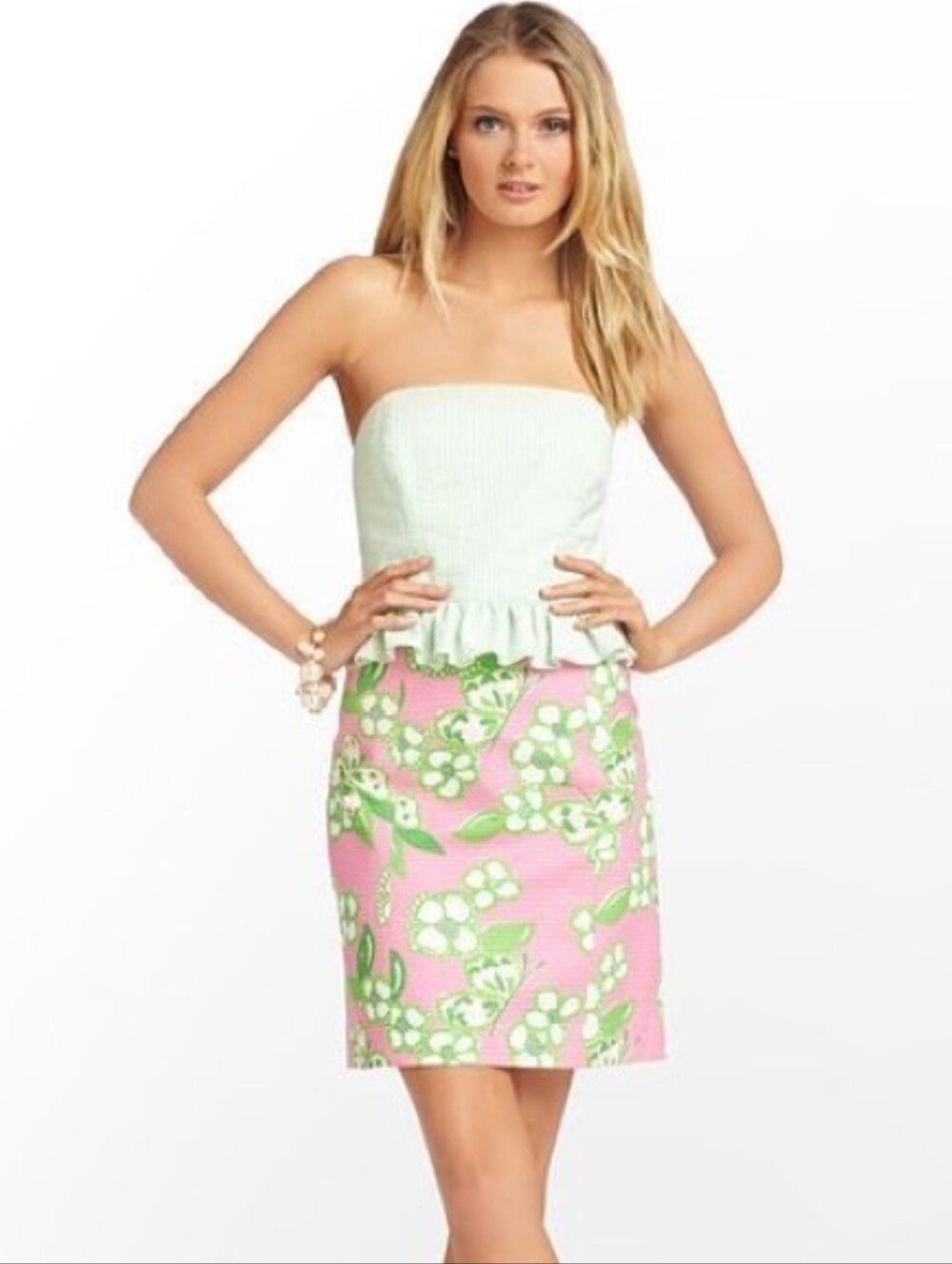 Lilly Pulitzer Lowe Strapless Peplum Dress Pretty Pink Tootie Size 6 EXCELLENT